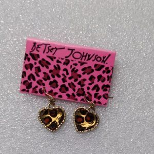 Betsey Johnson Leopard Heart Drop Earrings